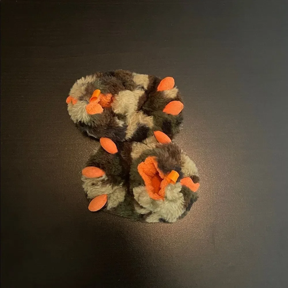 Cozy Kids' Furry Slippers - Orange and Brown